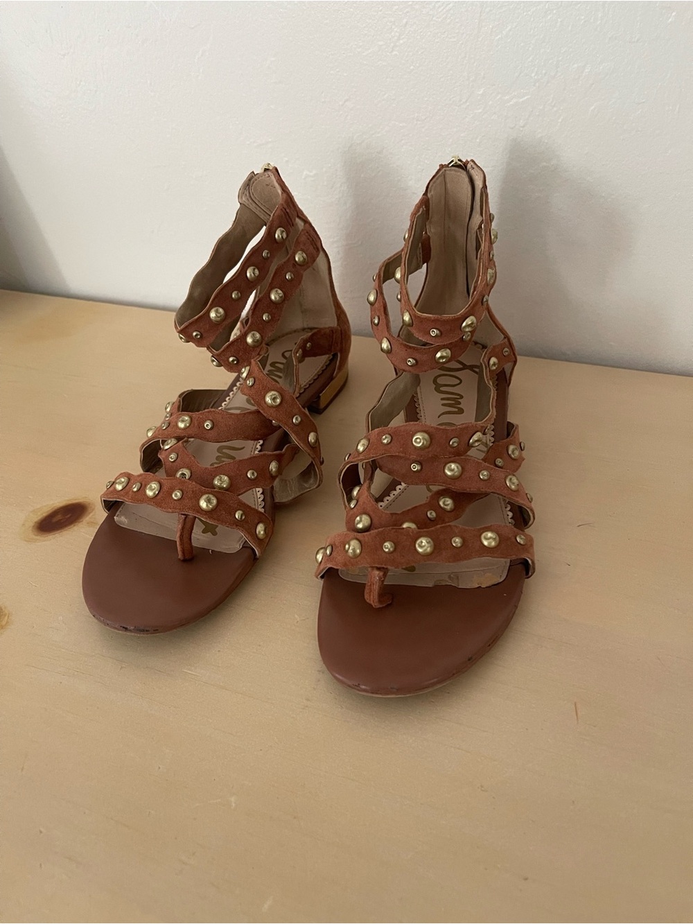 Sam Edelman Brown Studded Gladiator Sandals 7.5